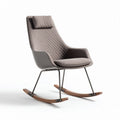 Fauteuil à bascule en tissu beige avec coussin et structure en métal 90 x 70 x 100cm