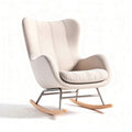 Chaise berçante en tissu beige avec structure en métal et bois 80 x 70 x 90cm