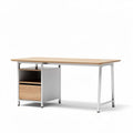 Bureau moderne en bois naturel et métal 120 x 60 x 75cm avec espace de rangement