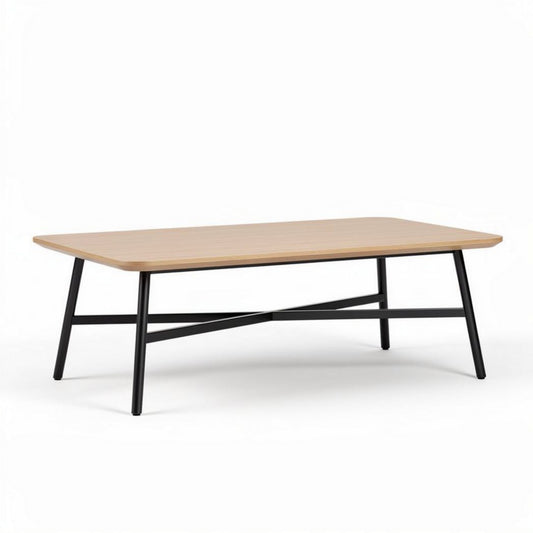 Table basse en bois de chêne et métal noir dimensions 120 x 60 x 45cm