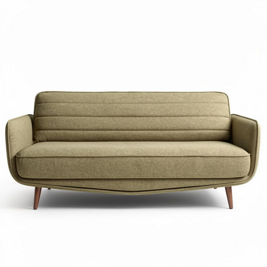 Canapé en tissu vert olive dimensions 180 x 90 x 75cm avec pieds en bois