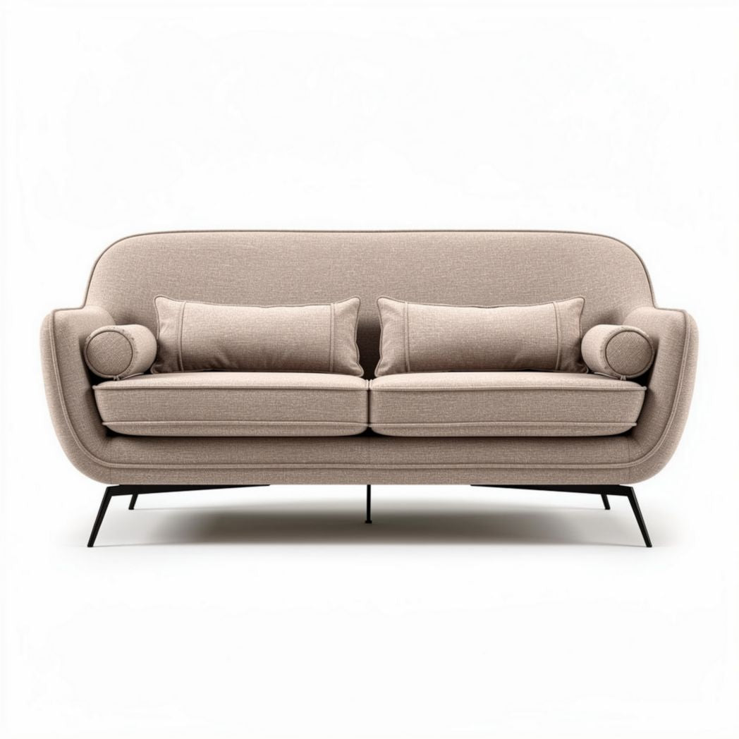 Canapé contemporain en tissu beige avec coussins inclus dimensions 200 x 90 x 85cm