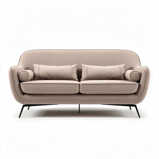 Canapé contemporain en tissu beige avec coussins inclus dimensions 200 x 90 x 85cm