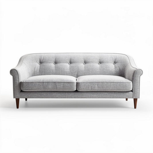 Canapé en tissu gris avec pieds en bois dimensions 200 x 85 x 80cm