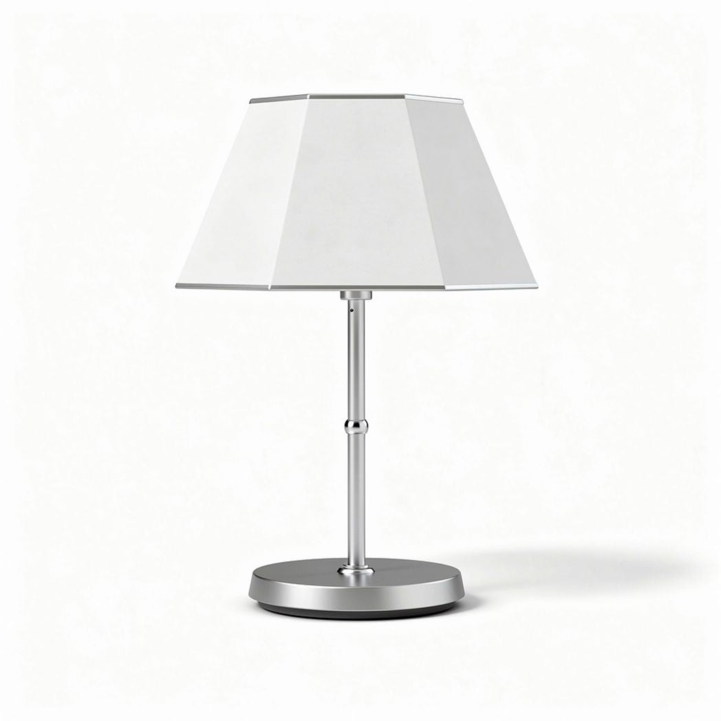 Lampe de table blanche en métal chromé avec abat-jour en tissu 25 x 25 x 40cm