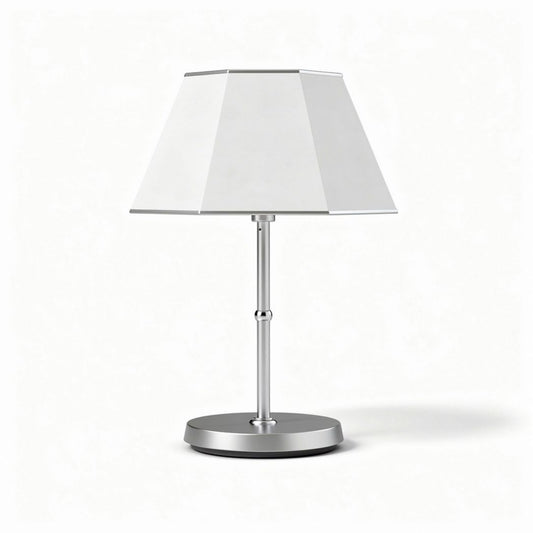 Lampe de table blanche en métal chromé avec abat-jour en tissu 25 x 25 x 40cm