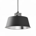 Suspension en métal noir avec abat-jour argenté diamètre 30cm hauteur 15cm