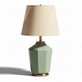 Lampe de table en céramique verte avec abat-jour en lin beige hauteur 60cm