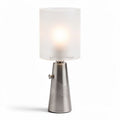 Lampe de table en métal argenté avec abat-jour en verre opale 20 x 15 x 38cm