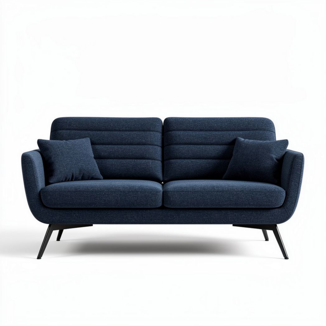 Canapé en tissu bleu foncé avec coussins dimensions 195 x 85 x 80cm