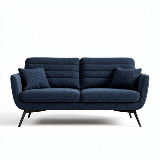 Canapé en tissu bleu foncé avec coussins dimensions 195 x 85 x 80cm
