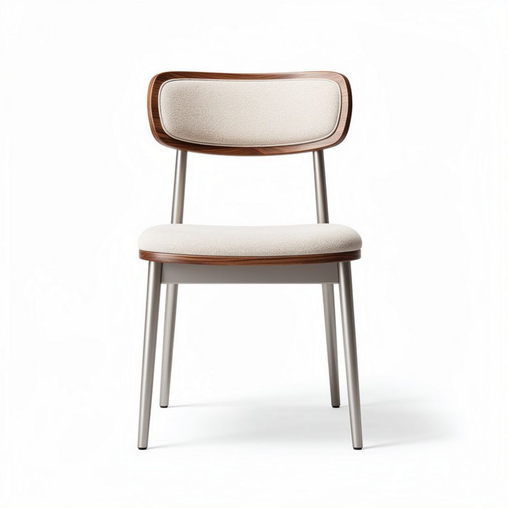 Chaise moderne en métal et tissu beige dimensions 45 x 50 x 80cm